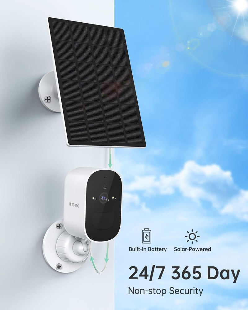 firstrend Solar Security Cameras Wireless Outdoor, Home Security System 2K WiFi Outside Cameras Wireless with Floodlight Color Night Vision PIR Motion Detection Two Way Audio Solar Battery Powered - Image 2
